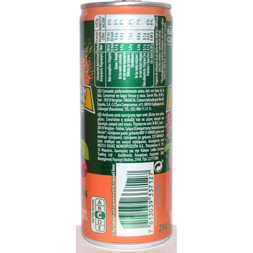 Упаковка напитка сокосодержащего Perrier Peach-Cherry сильногазированного 4х0.25 л (7613039337127_4): Вид Сокосодержащие напитки