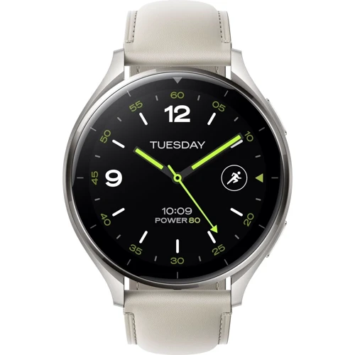 Смарт-часы Xiaomi Watch 2 Titan Gray Case with White Leather Strap (Global): Дисплей 1.43" AMOLED (466x466) / 326 PPI