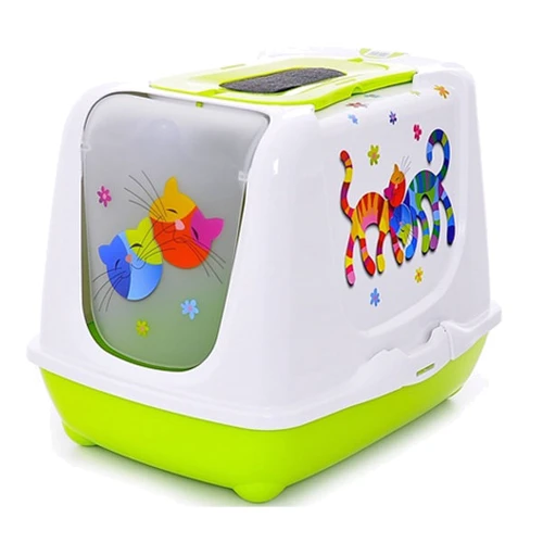 Туалет Moderna Trendy Cat Friends Forever для кошек c угольным фильтром и совком, 50х39х37 см зеленый (C235173FF)