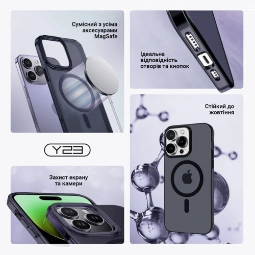 Чехол для iPhone ArmorStandart Y23 MagSafe Transparent Black for iPhone 15 Plus (ARM68334): Материалы поликарбонат и полиуретан
