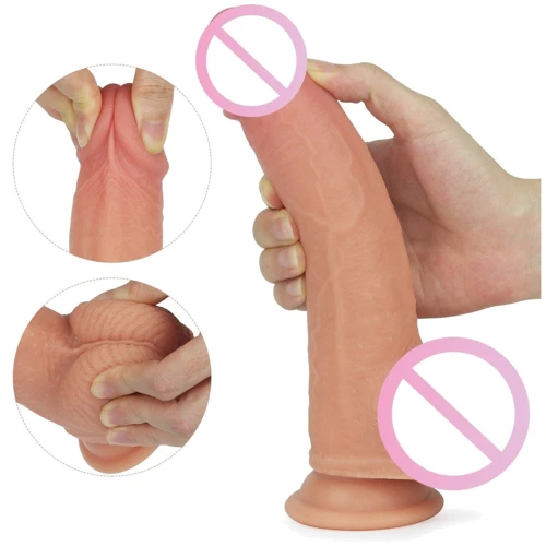 Вибратор с ротацией и подогревом LoveToy Dual-Layered Silicone Nature Cock Anthony 8.5" Flesh