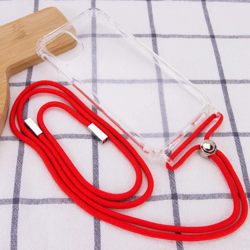 Чехол для iPhone TPU Case Crossbody Transparent Red for iPhone 12 Pro Max: Цвет красный