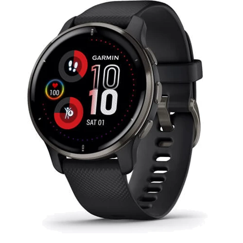 Смарт-часы Garmin Venu 2 Plus Slate Stainless Steel Bezel with Black Case and Silicone Band (010-02496-11)
