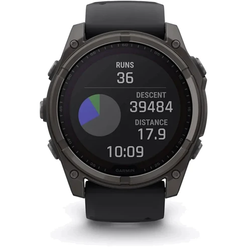 Смарт-часы Garmin Fenix 8 Solar 51mm Sapphire Carbon Grey DLC Titanium with Black/Pebble Grey Silicone Band (010-02907-11): Виды спорта Дайвинг, Парусный спорт, Серфинг, Гольф, Плавание, Велоспорт, Бег
