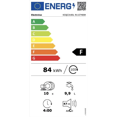 Встраиваемая посудомоечная машина Electrolux KEQC3100L: Расход воды, л 9.9