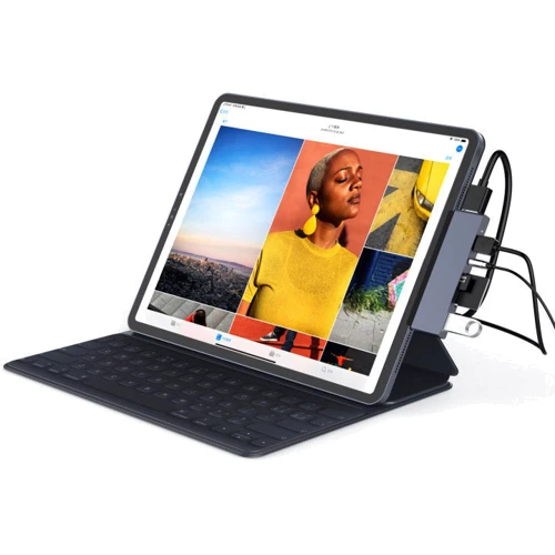 Адаптер Qitech Adapter USB-C to USB-C+USB3.0+micro SD+SD+HDMI+Mini-jack 3.5 Space Gray (QT-Hub3) фото 4