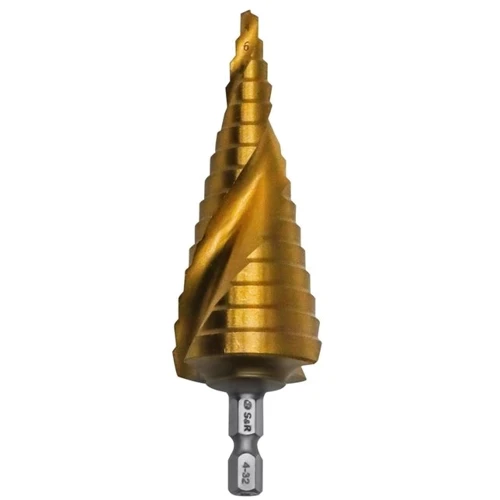 Свердло по металу S&R 4-32 мм HSS-TiN східчасте (109432101): Виробник S&R
