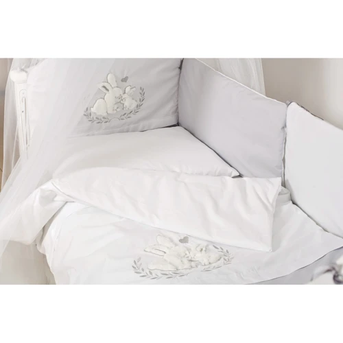 Постельный комплект 8 эл Twins Dolce Rabbits 4062-D-010-019, grey, белый/серый: Тип постельный комплект