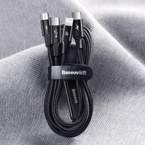 Кабель Baseus Cable USB-C to Lightning/microUSB/USB-C Rapid 1.5m Black (CAMLT-SC01) фото 7