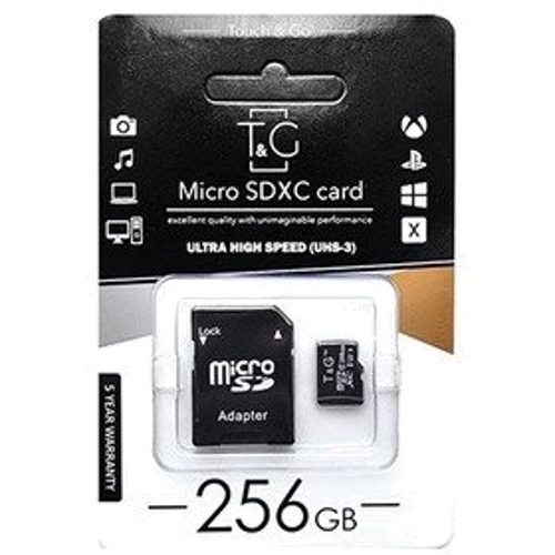Карта пам'яті T&G 256GB microSDXC Class 10 UHS-I U3 + adapter (TG-256GBSD10U3-01)