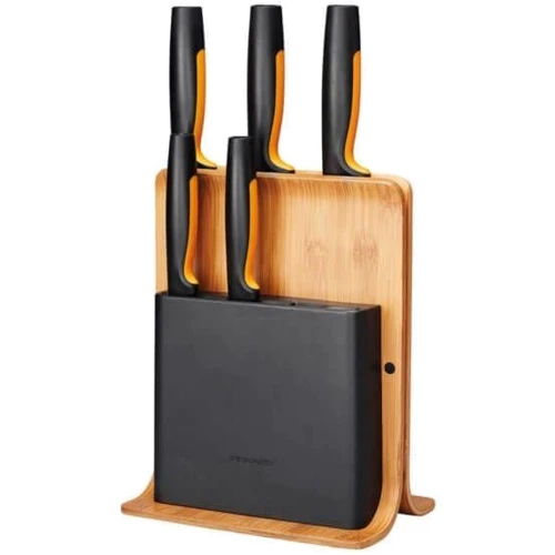 Набор кухонных ножей Fiskars FF с бамбуковой подставкой 6 пр. (1057552)