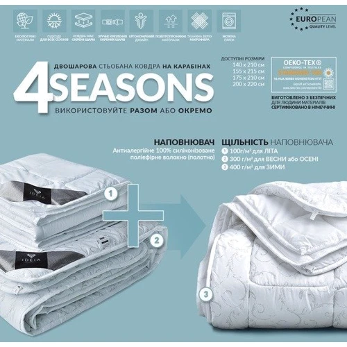 Одеяло IDEIA Air Dream 4 Seasons набор 2 шт 155х210 см (4820182658280): Материал чехла микрофибра