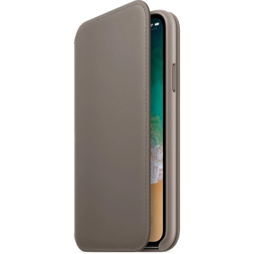 Чехол для iPhone Apple Leather Folio Case Taupe (MQRY2) for iPhone X: Материалы кожа