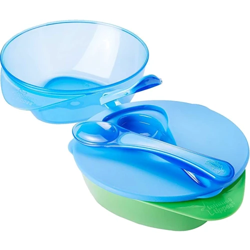 Тарелочка глубокая с крышкой и ложечкой Tommee Tippee 2 штуки голубая и салатовая (44671871-1): Тип Набор