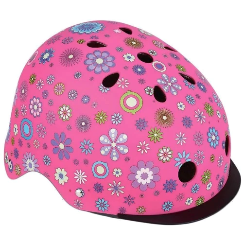 Шлем защитный детский GLOBBER, Цветы розовый, с фонариком, 48-53см (XS/S) (507-110): Производитель Globber
