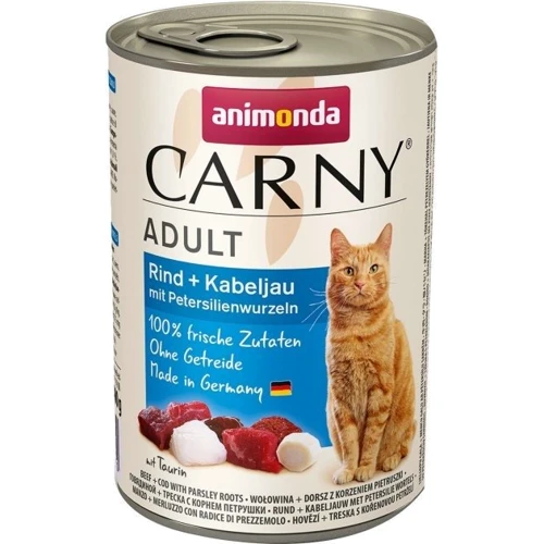 Влажный корм Carny Adult Beef + Codfish with Parsley roots для котов с говядиной треской и корнем петрушки 400г (4017721837170)