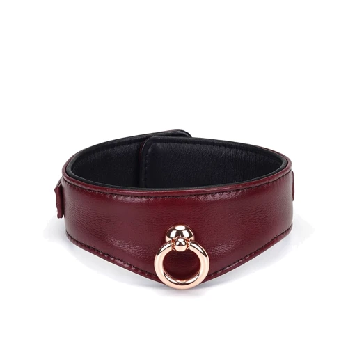 Ошейник с поводком Liebe Seele Wine Red Curved Collar