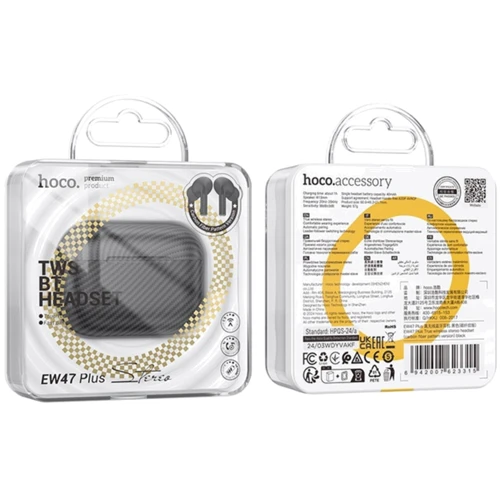 Наушники Hoco EW47 Plus Carbon Black: Время работы, ч 6