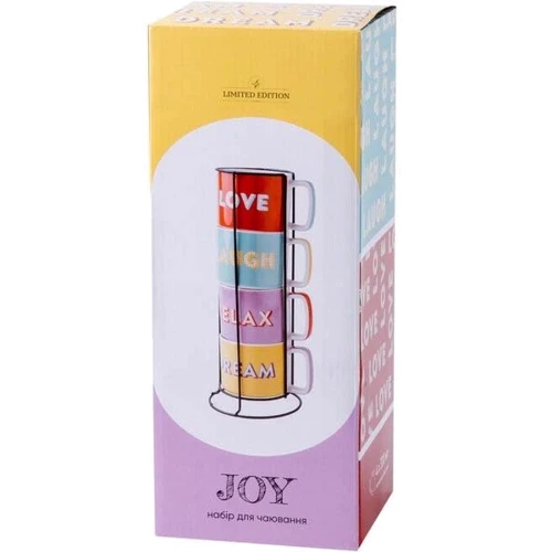 Набір чашок Limited Edition Joy на стійці 4х330 мл (B283-SU1356): Кількість 4 шт.