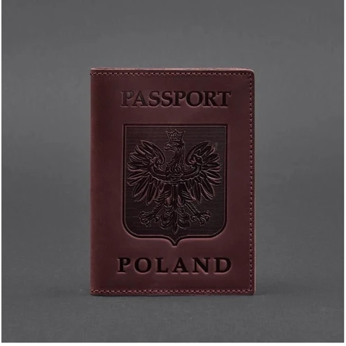 Обложка для паспорта с польским гербом BlankNote бордовая (BN-OP-PL-vin-kr): Материал Натуральная кожа