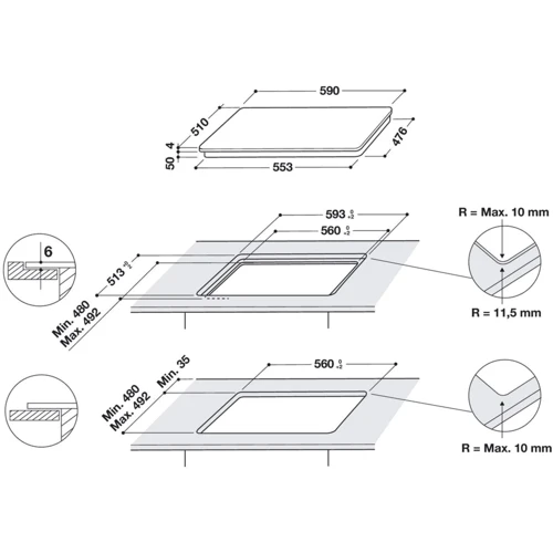 Варочная поверхность электрическая Whirlpool WB B8360 NE: Индукционных конфорок 4