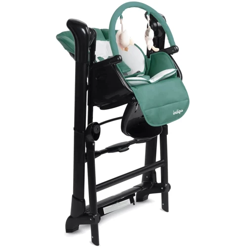 Кресло-качалка + стульчик для кормления Caretero INDIGO Black Green (Hnrt_4857) фото 9