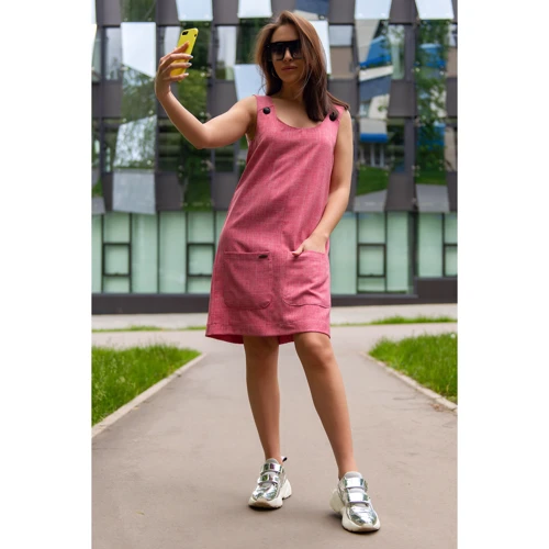Сарафан FLFashion Сандра ФСС 3086 50 розовый повседневный до середины бедра: Длина рукава Без рукава
