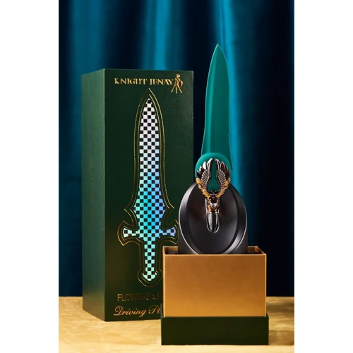 Изысканный вибратор Knight Jenay FLOWERS & SWORD (маска, лента и лубрикант в комплекте)