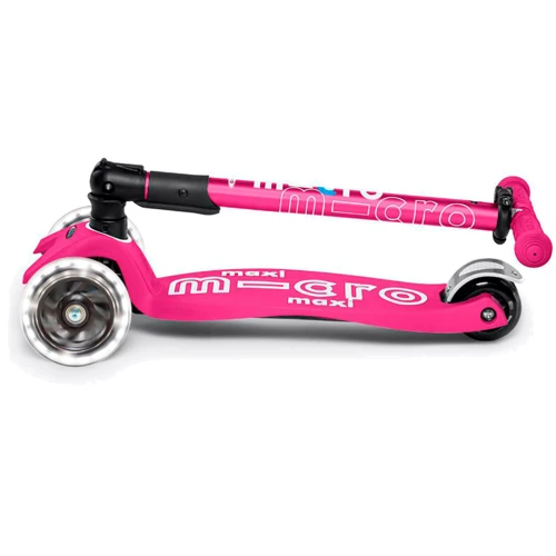 Самокат MICRO Maxi Deluxe LED - Рожевий (складаний, до 50 kg, 3-х колісний, світло) MMD096: Кількість коліс 3