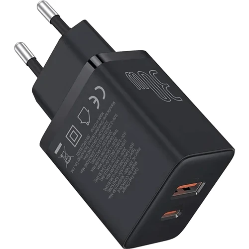 Зарядний пристрій Baseus Wall Charger Cube USB-C+USB 30W Black (P10111404113-00): Кабель в комплекті отсутствует