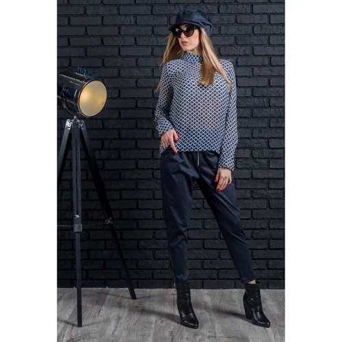 Блуза FLFashion Брют НББ 1971 44 синяя с длинным рукавом