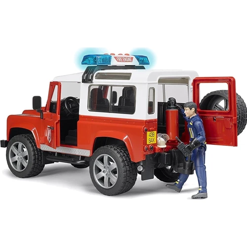 Пожарный джип Land Rover Defender с фигуркой пожарника, 1:16, Bruder (02596)
