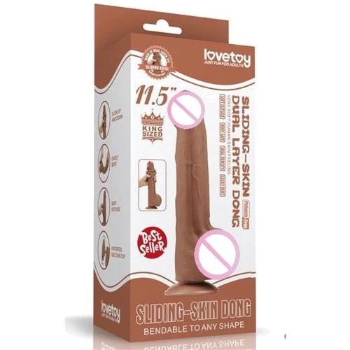 Фаллоимитатор LoveToy Sliding-Skin Dual Layer Dong 11.5" Brown