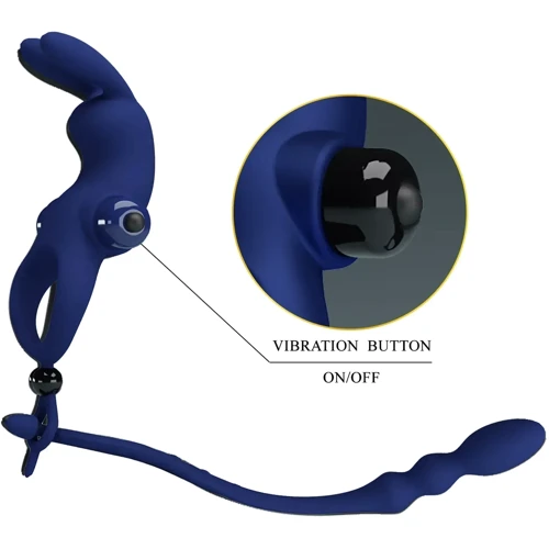 Эрекционное виброкольцо с анальным стимулятором LYBAILE Pretty Love - Powerful ring (BI-210213-3)