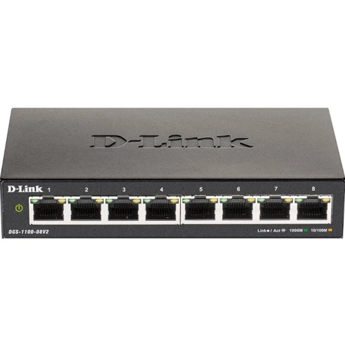 Мережевий комутатор D-Link DGS-1100-08V2: Порти только Gigabit Ethernet (10/100/1000)