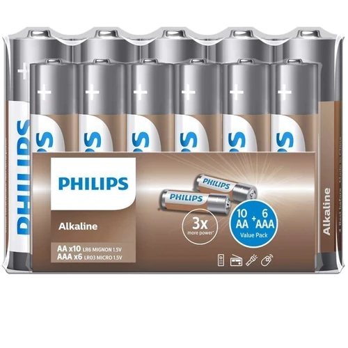 Philips AA+AAA bat Alkaline 10+6шт (LR036A16F/10)