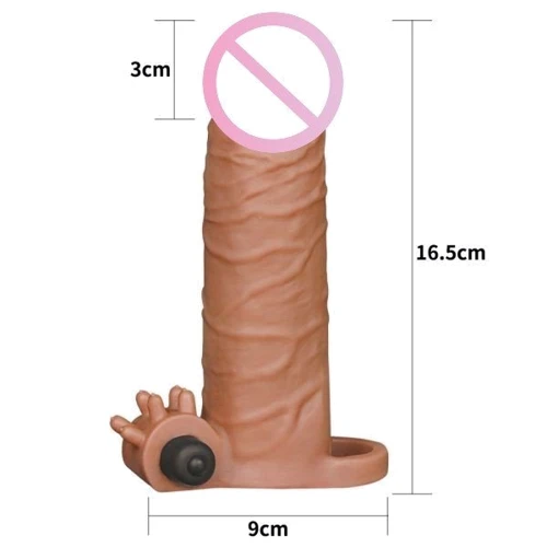 Насадка с вибрацией LoveToy Pleasure X-Tender Vibrating Penis Sleeve Flesh Add 2", Brown