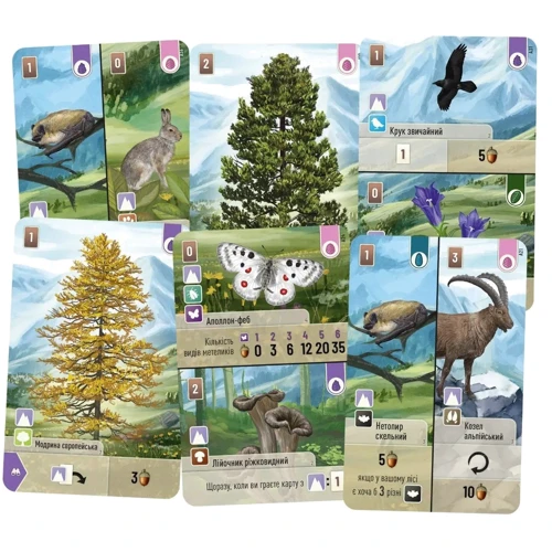 Настільна гра Lord of Boards Лісова метушня. Альпи (Forest Shuffle: Alpine Expansion) (LOB2405UA): Вік от 9-ти лет