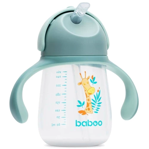 Чашка непроливайка Baboo Safari с силиконовой соломинкой 260 мл зеленая (8-122)