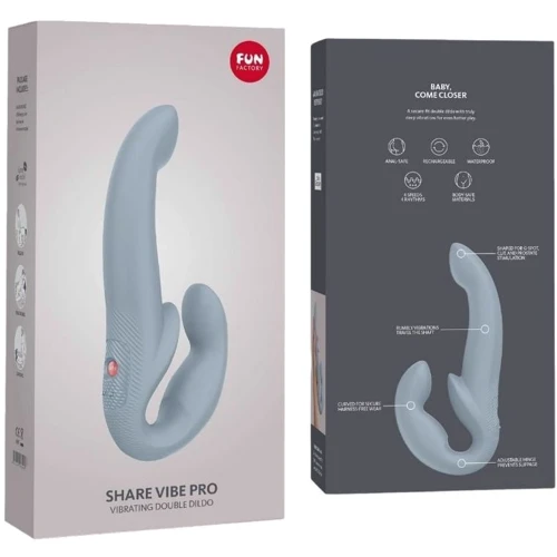 Безремневой страпон с вибрацией Fun Factory SHARE VIBE PRO cool grey