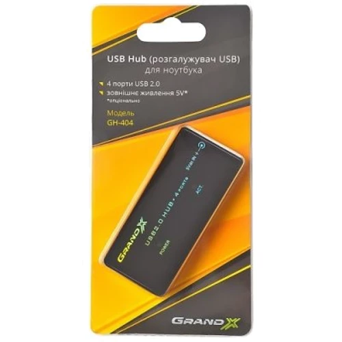 Аксессуар для ноутбуков USB хаб Grand-X Slim Travel 4 порта (GH-404) фото 5