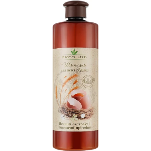 Happy Life Hair Care Шампунь для волос Яичный экстракт и пшеничные протеины 1000 ml