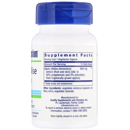 Life Extension AppleWise Polyphenol Extract 600 mg 30 Veggie Caps Полифенолы яблочные: Тип Фруктовые экстракты