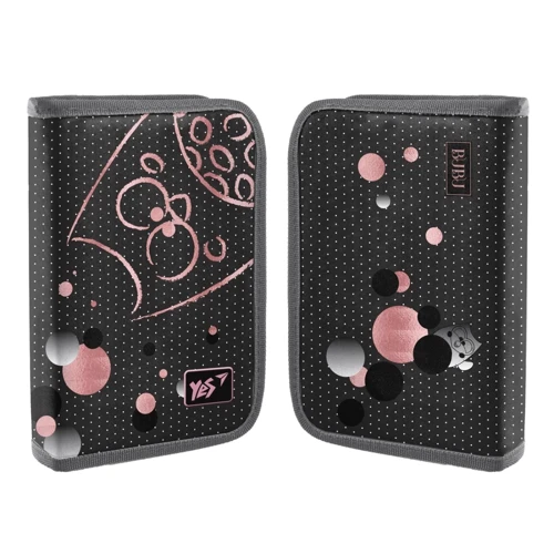 Пенал твердый YES одинарный с двумя клапанами HP-04 Bubu, черный (533069)