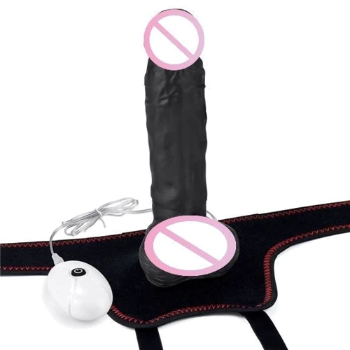 Cтрапон с вибрацией LoveToy Ingen Easy Strapon Set 7.5" With Balls Black