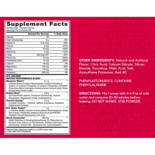 Предтренировочный комплекс BSN N.O.-Xplode 1110 g / 60 servings / fruit punch: Тип Комплекс до тренировки