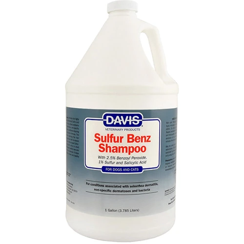 Шампунь Davis Sulfur Benz Shampoo для собак и котов с заболеваниями кожи, с пероксидом бензоила, серой, салициловой кислотой 3.8 л (52297)