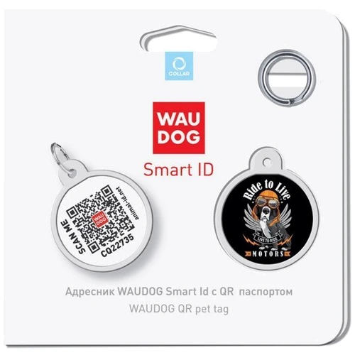 Адресник металевий WAUDOG Smart ID з QR паспортом малюнок Їздити, щоб жити 30 мм (230-0207): Тип Аксессуары к ошейникам