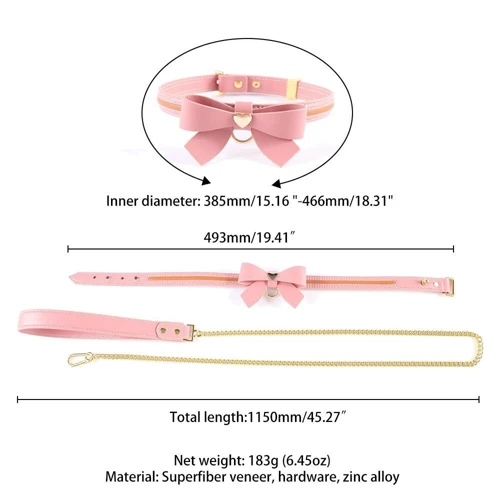 Нашийник з повідцем LOCKINK Sevanda Love Heart Butterfly Leather Collar Set - Pink