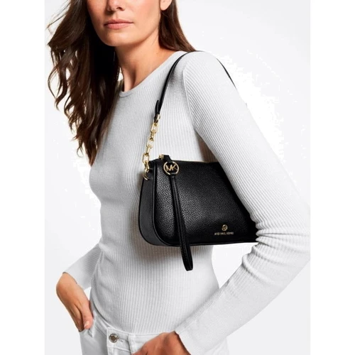 Женская сумка багет Michael Kors LG POUCHETTE черная (32T2GT9U3L001): Фактура Зернистая, Матовая